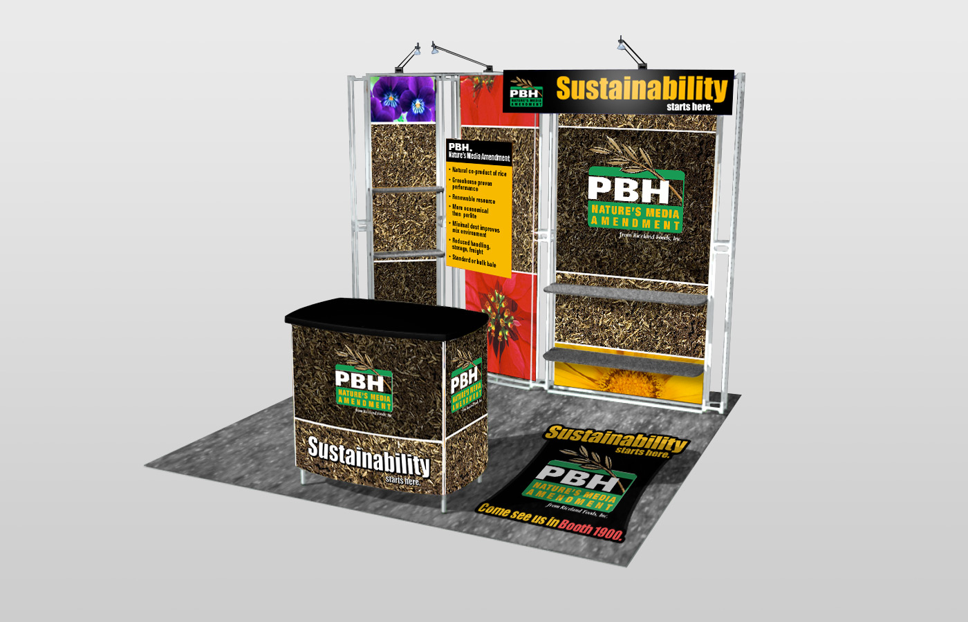 Riceland PBH Custom 10' Tradeshow Display System & Podium